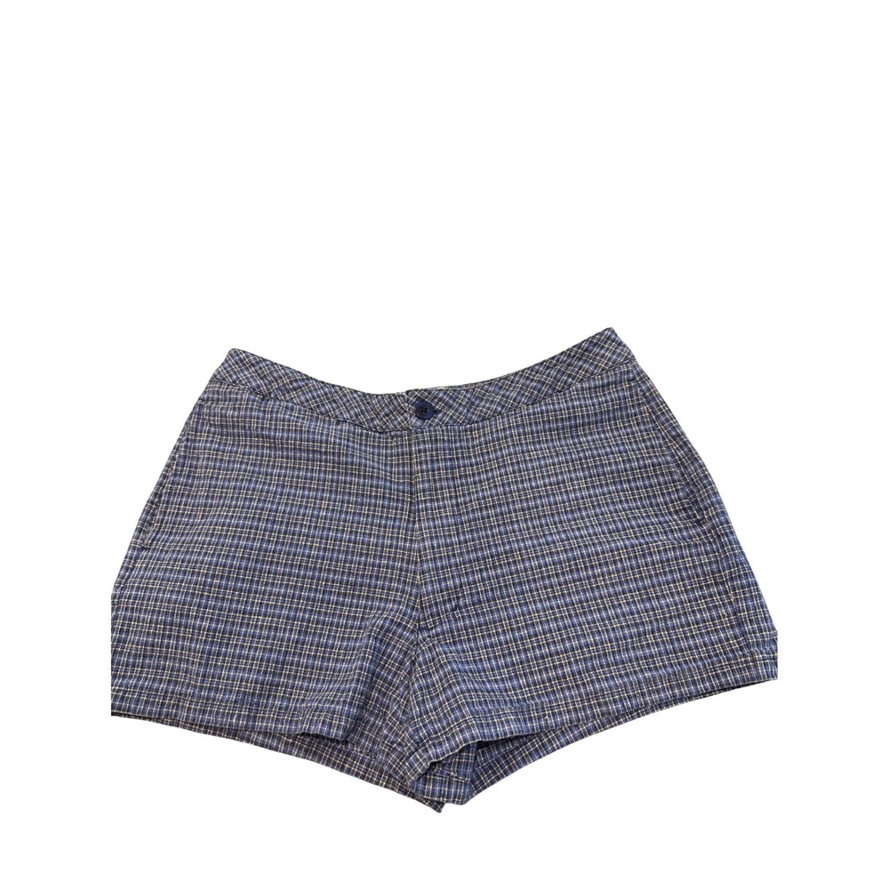 Relay The Blues Vintage Plaid‎ Shorts Blue Yellow Linen Blend High Waist,  11/12